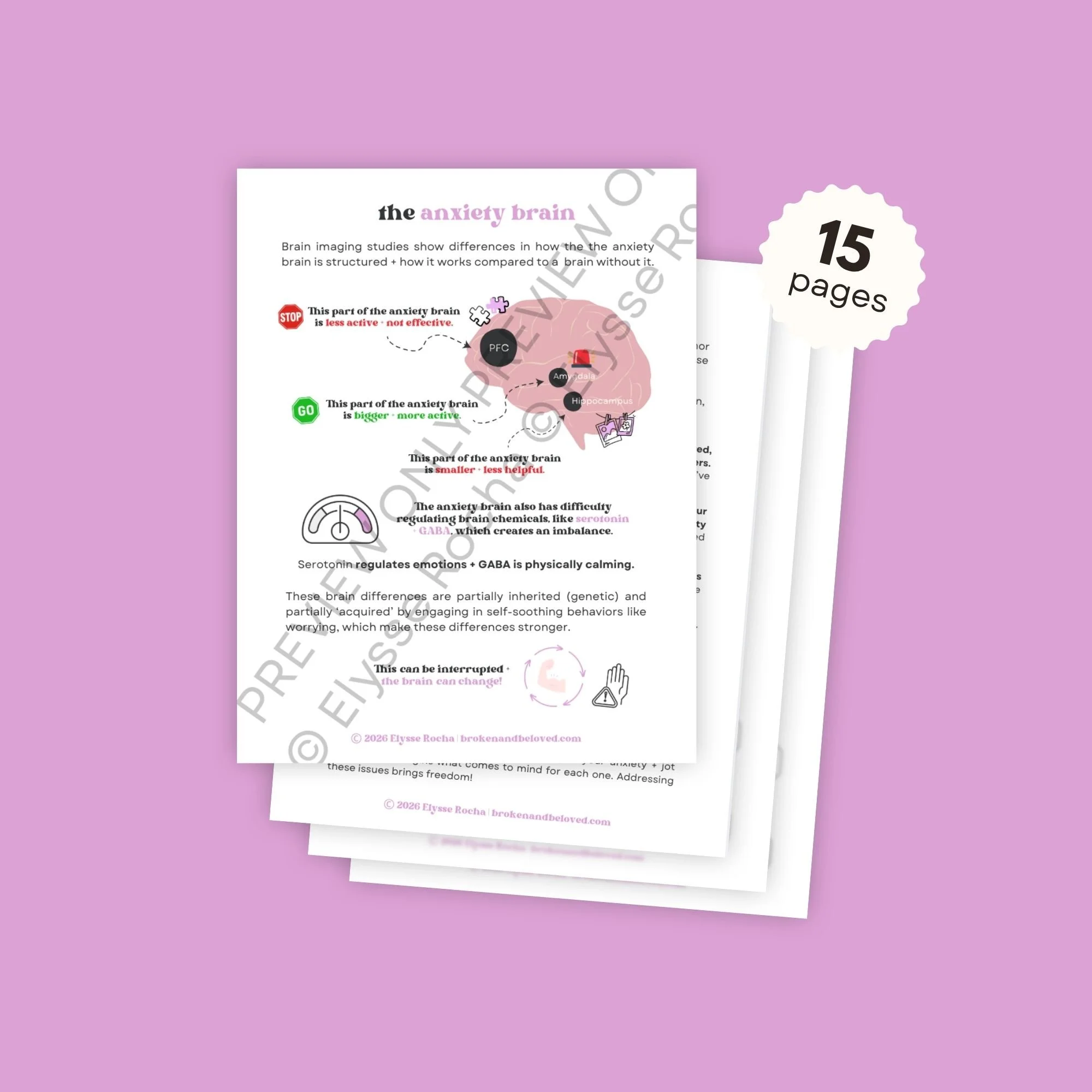 Anxiety CBT-Based Printable Therapy Worksheets and Info Sheets
