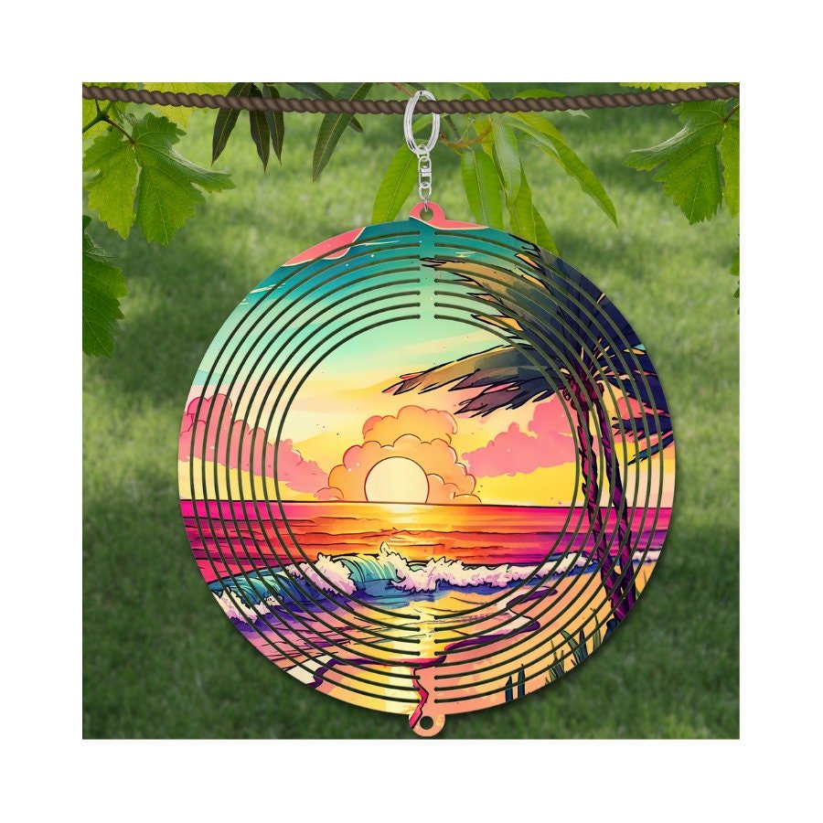 8 inch Beach, Wind Spinner, Garden Decoraction, Porch Decoraction, Yard Art