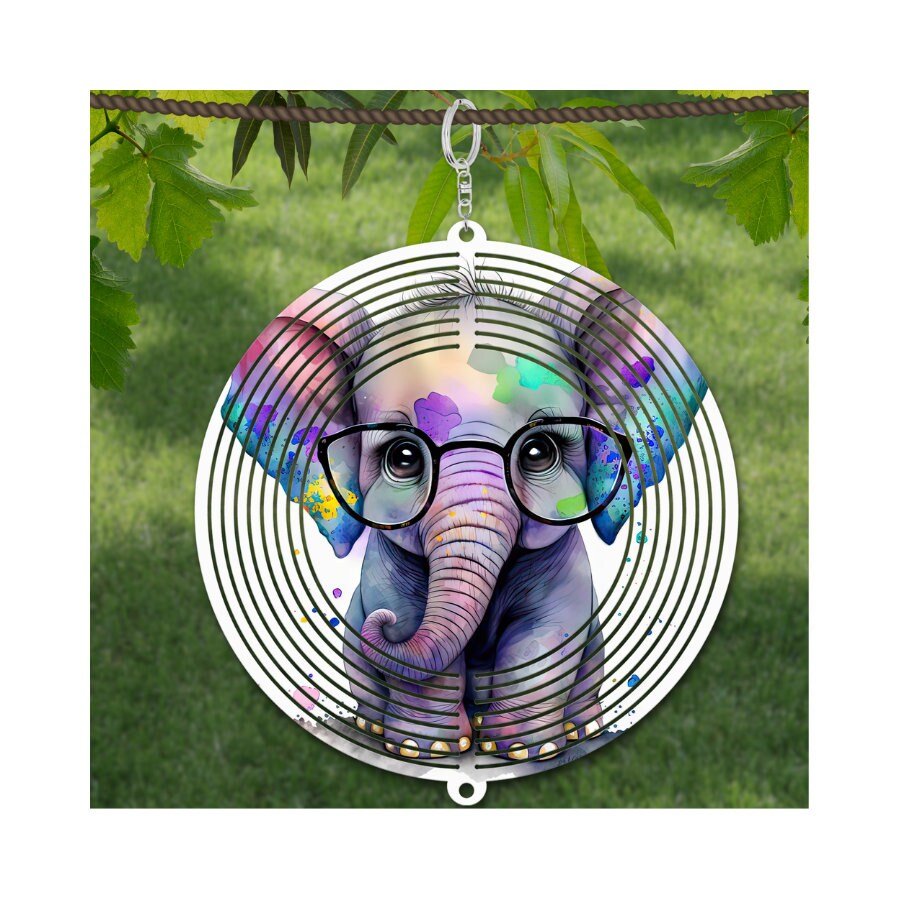 8 inch Elephant Sublimated Wind Spinner, Garden Decoraction, Porch Decoraction, Yard Art