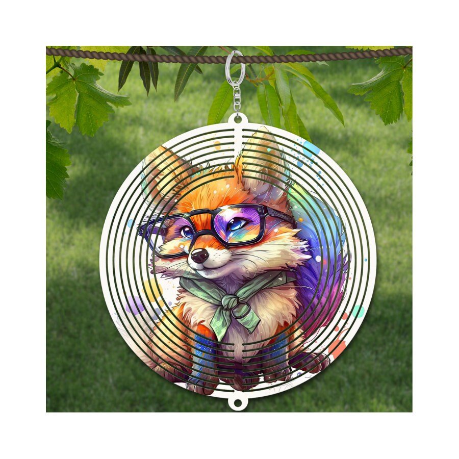 8 inch Fox Sublimated Wind Spinner, Garden Decoraction, Porch Decoraction, Yard Art