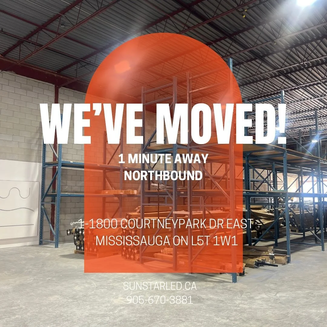 We moved a minute north to 1800 Courtneypark Dr. East!! #toronto #led #light #shop #showroom #moving #update #lighting #design #interior #lights #toronto #mississauga