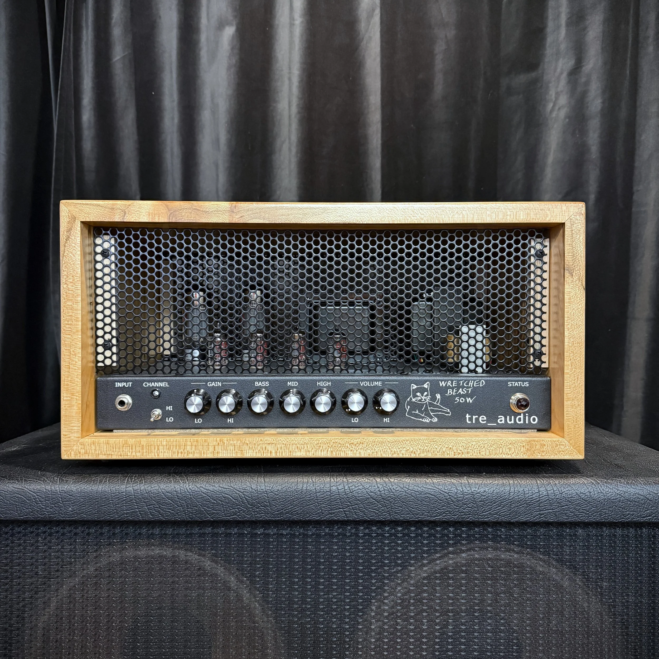 Wretched Beast 50W | All-Tube Guitar Amplifier - Solid Wood Head Case