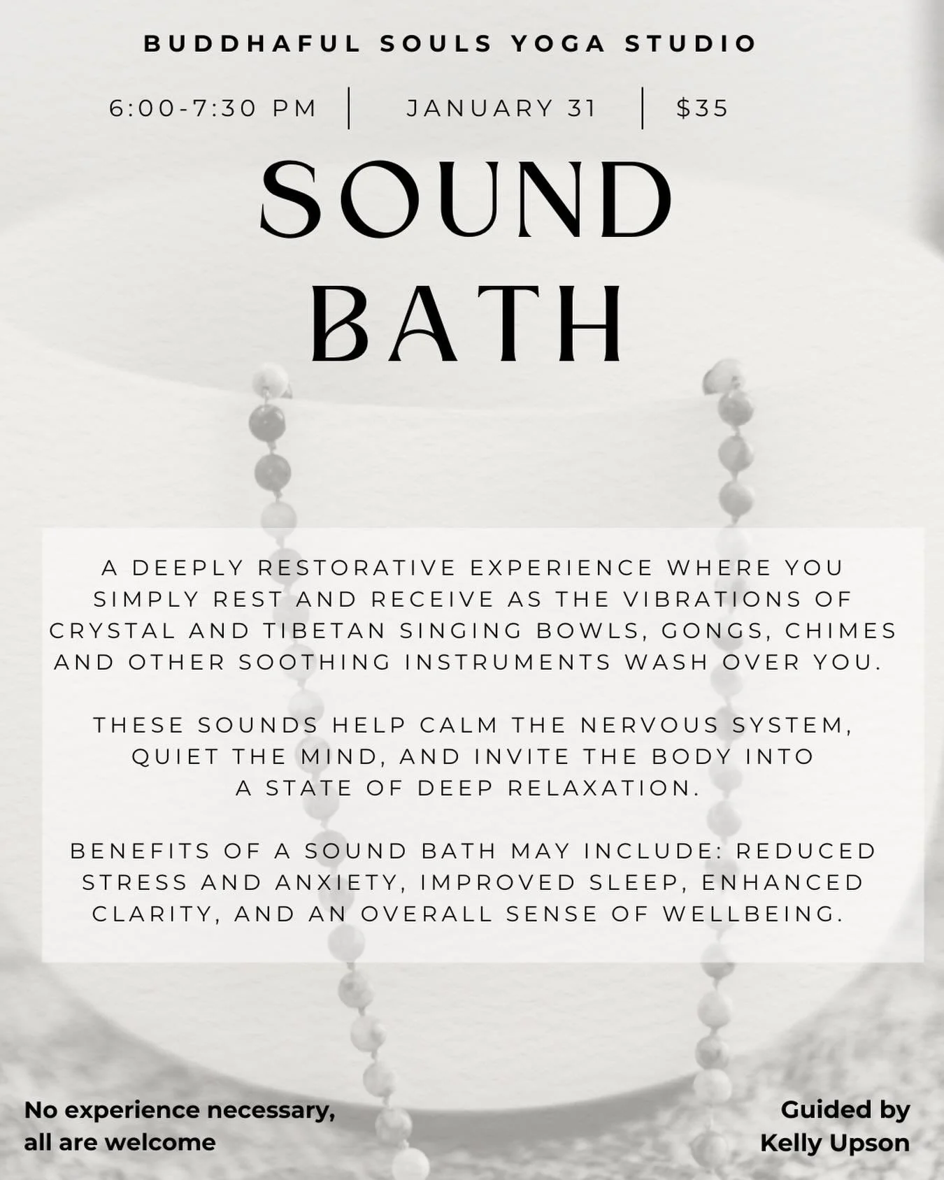 Join Kelly tonight at 6 pm for a sound bath 🤍
