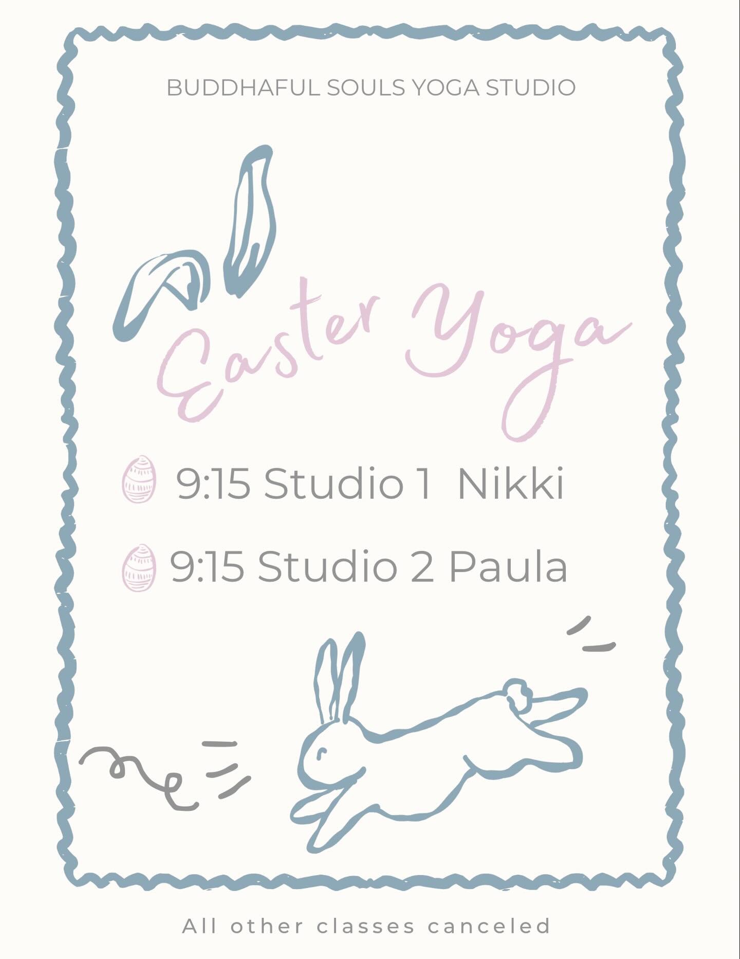Two class offerings this Sunday. 
9:15 am Studio 1 with Nikki 
9:15 am Studio 2 with Paula
