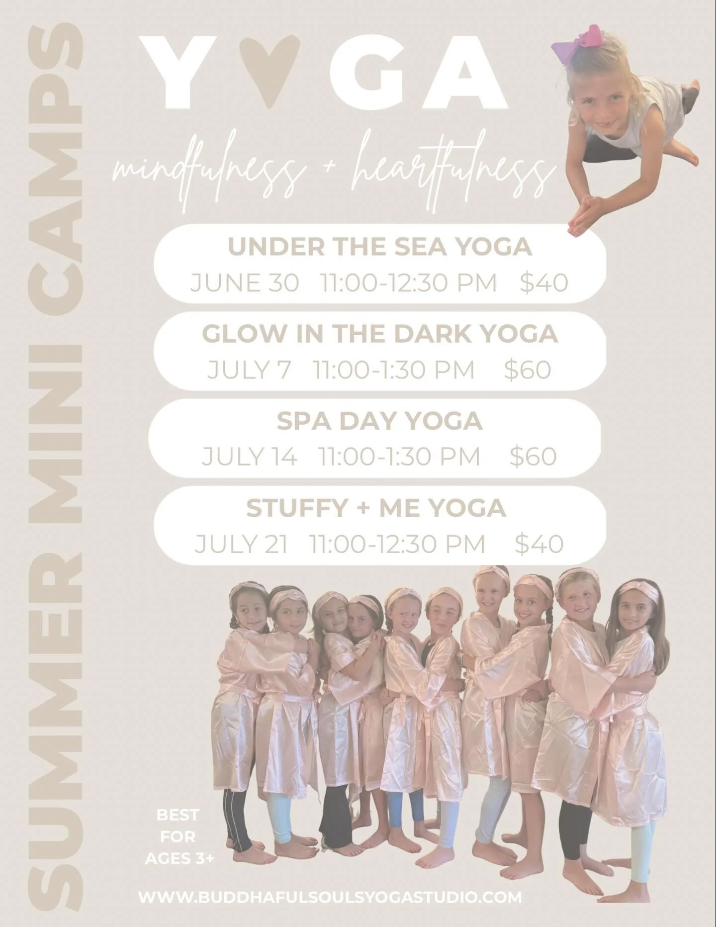 We are launching our Mini Summer Yoga Camp dates ☀️ for those families who want a little something fun, but not a crazy commitment!