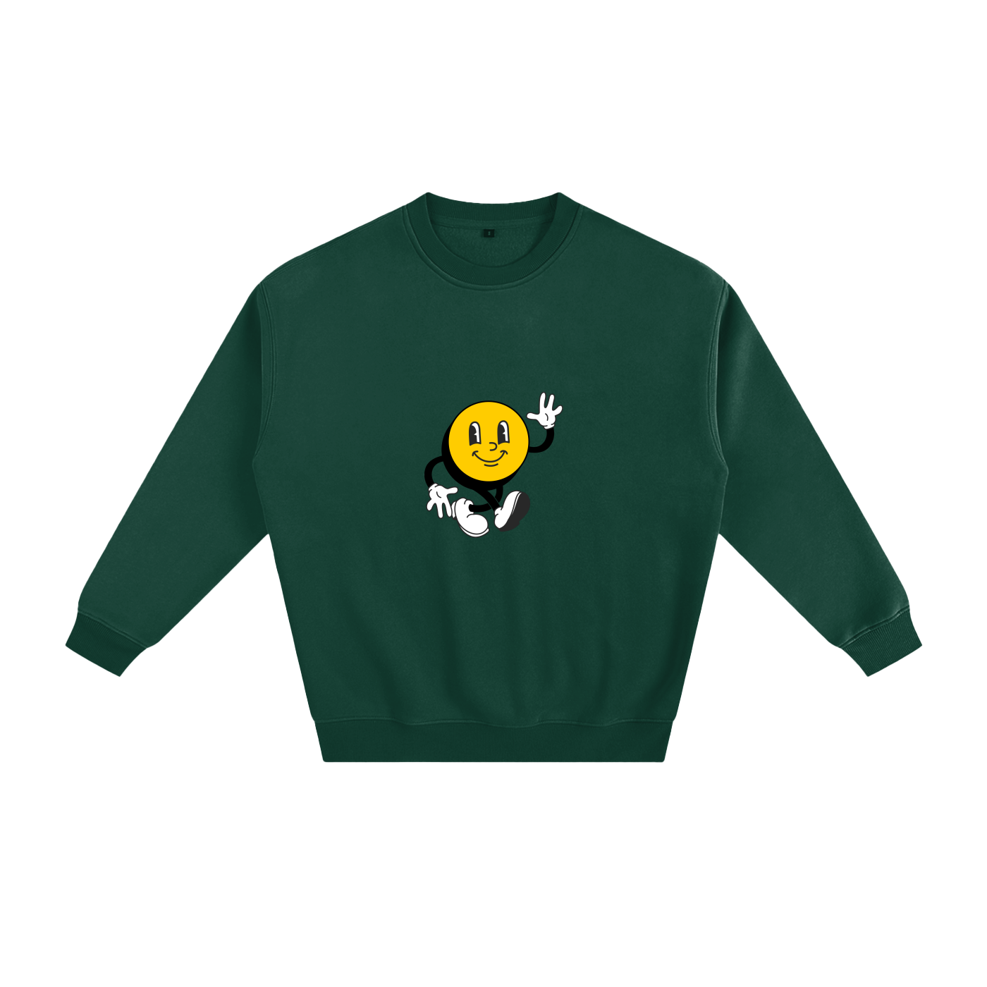 Mr. Smiles fleece sweatshirt green front.png