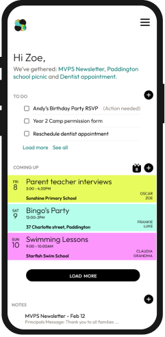 Gether AI App Dashboard Family Organizer