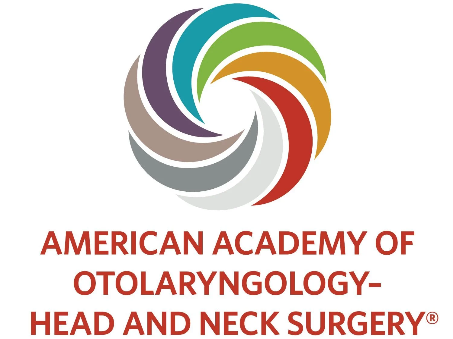 Colorful circular logo above the text 'American Academy of Otolaryngology-Head and Neck Surgery' in bold red font.