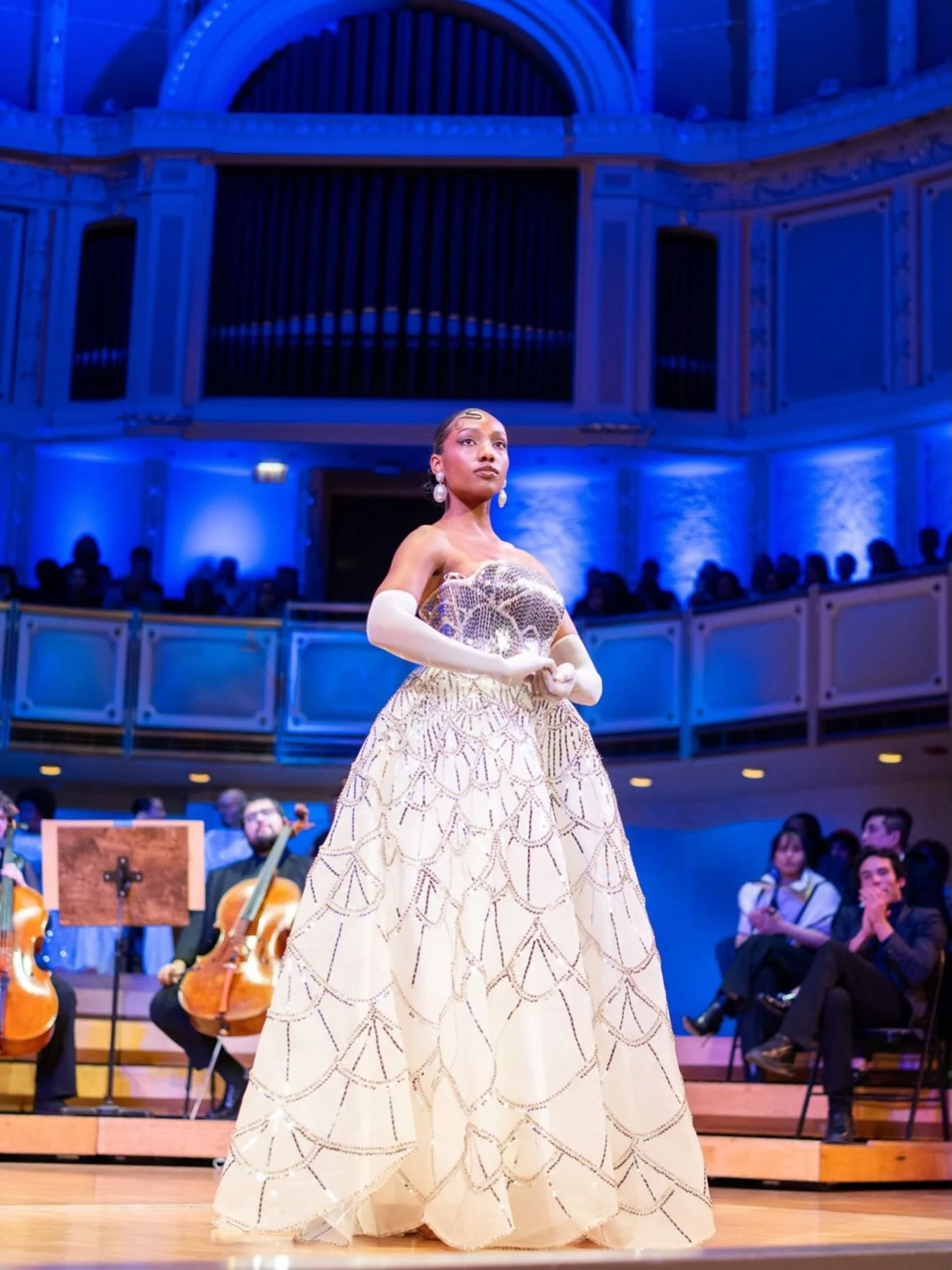 @dana.asady&rsquo;s gorgeous collection presented at @csooverturecouncil&rsquo;s Red Threads fashion show with detailed gowns from @mabrookbridal 🤍💍

Photographed by @serg.mantilla