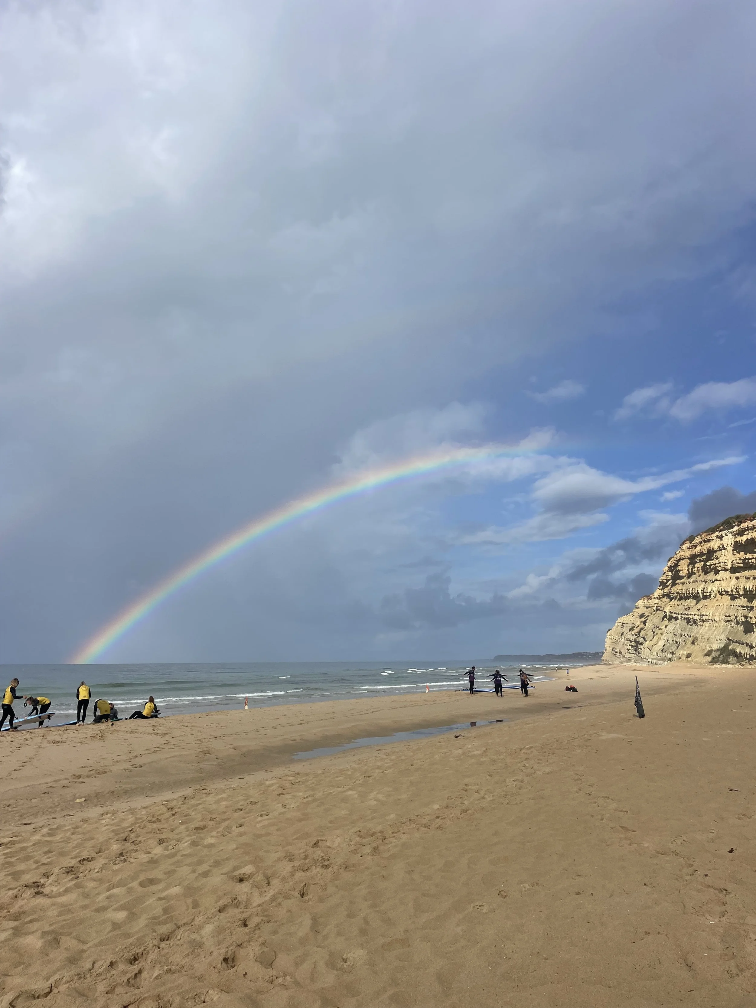 Rainbow over the beach in Algarve, Portugal 