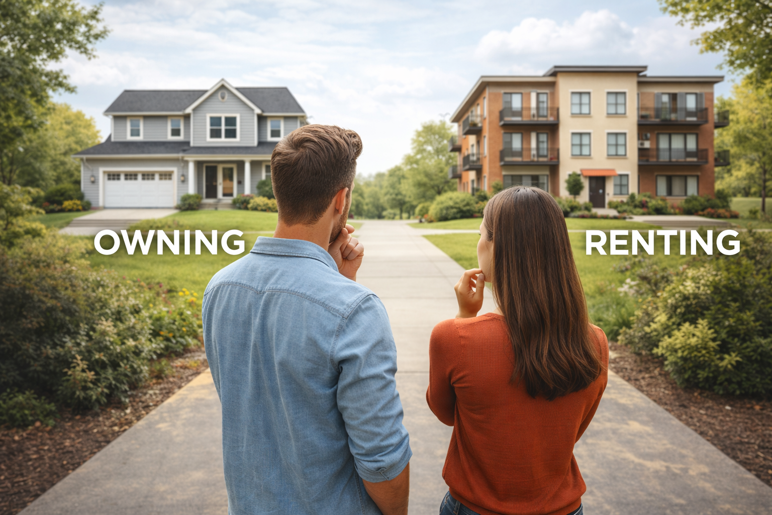 A couple thinking about renting or owning.