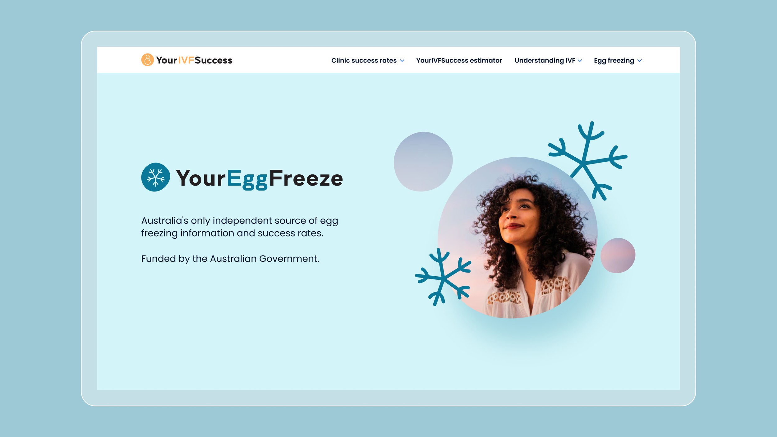 Screen shot of the Your Egg Freeze website home page