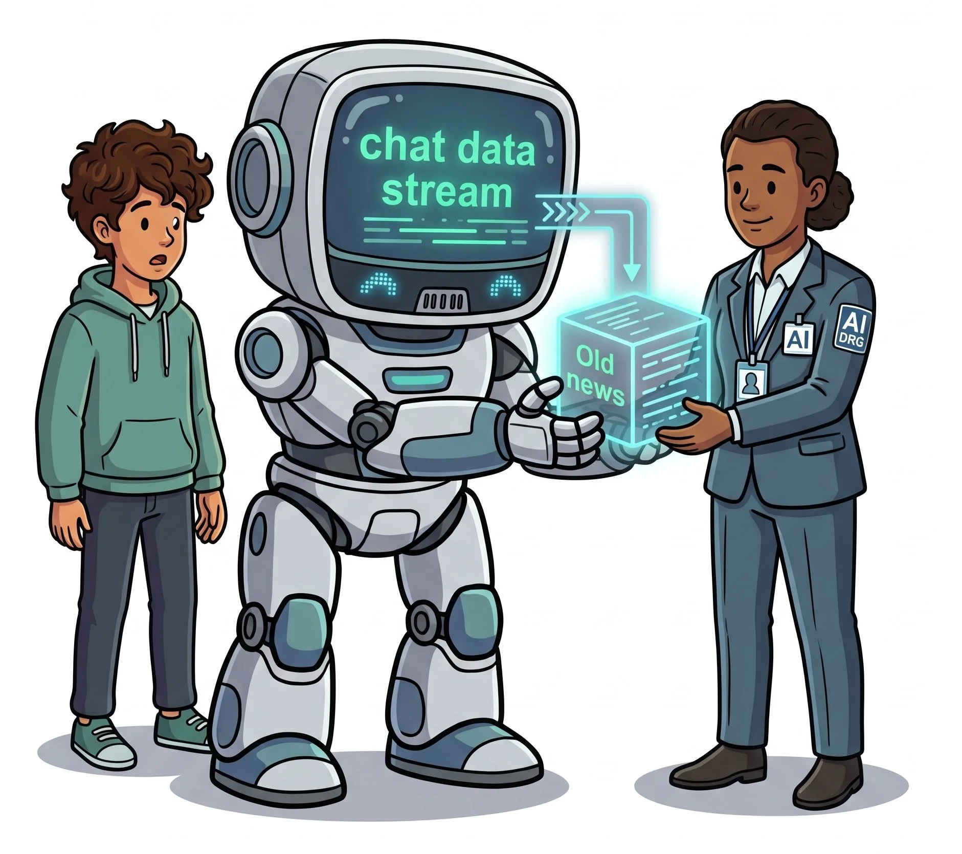 The robot is giving your chat information to an AI company