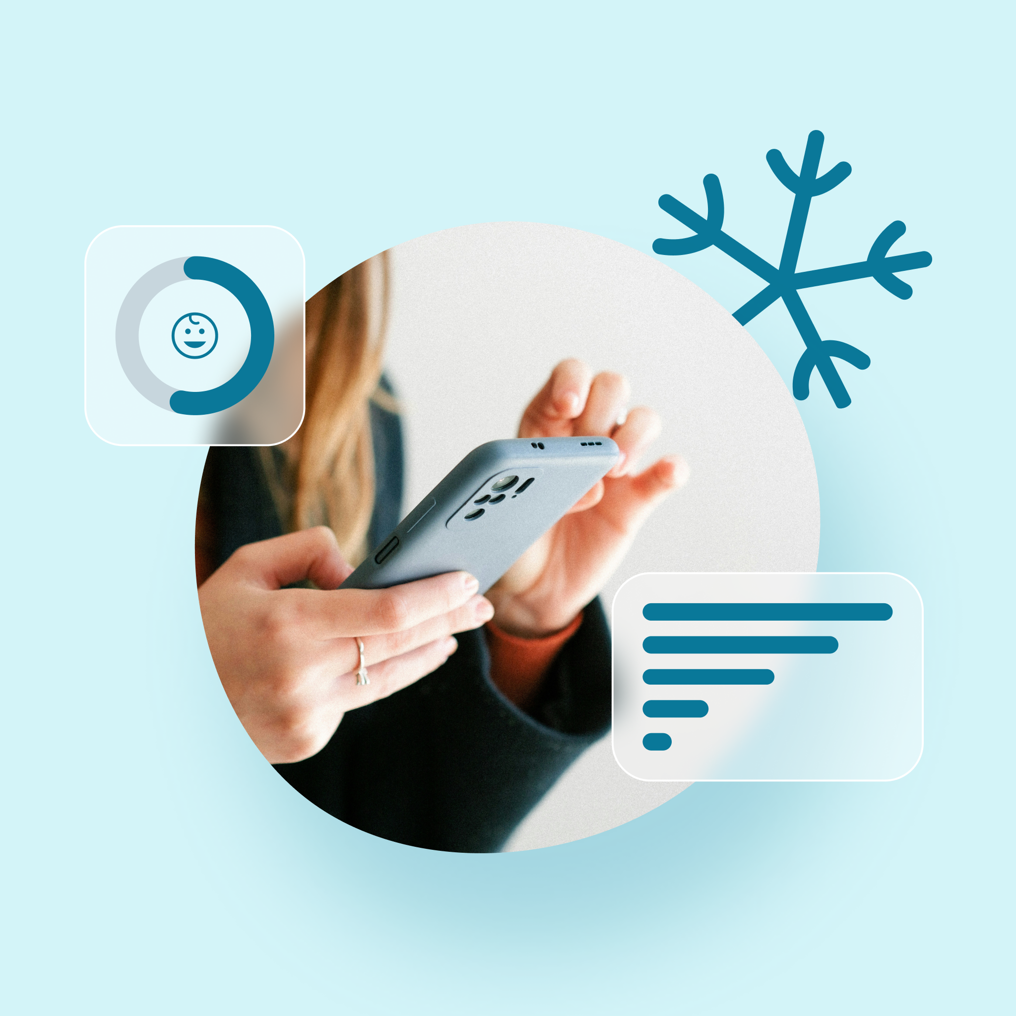 A person holding their phone, using the YourEgg Freeze Estimator