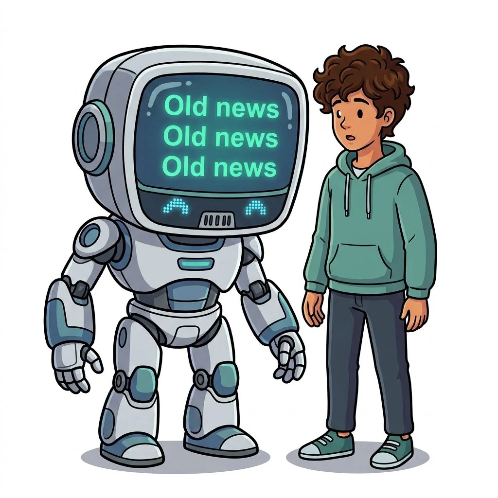 The robot is displaying old conversations on it's screen