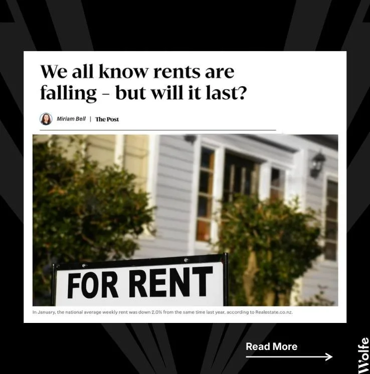 Rents falling nationally&hellip;

But some towns are still seeing pressure upwards.
I was recently quoted in The Post explaining why regional markets like Bulls, Levin and Fielding are behaving very differently to the main centres.

Comment RENT to g