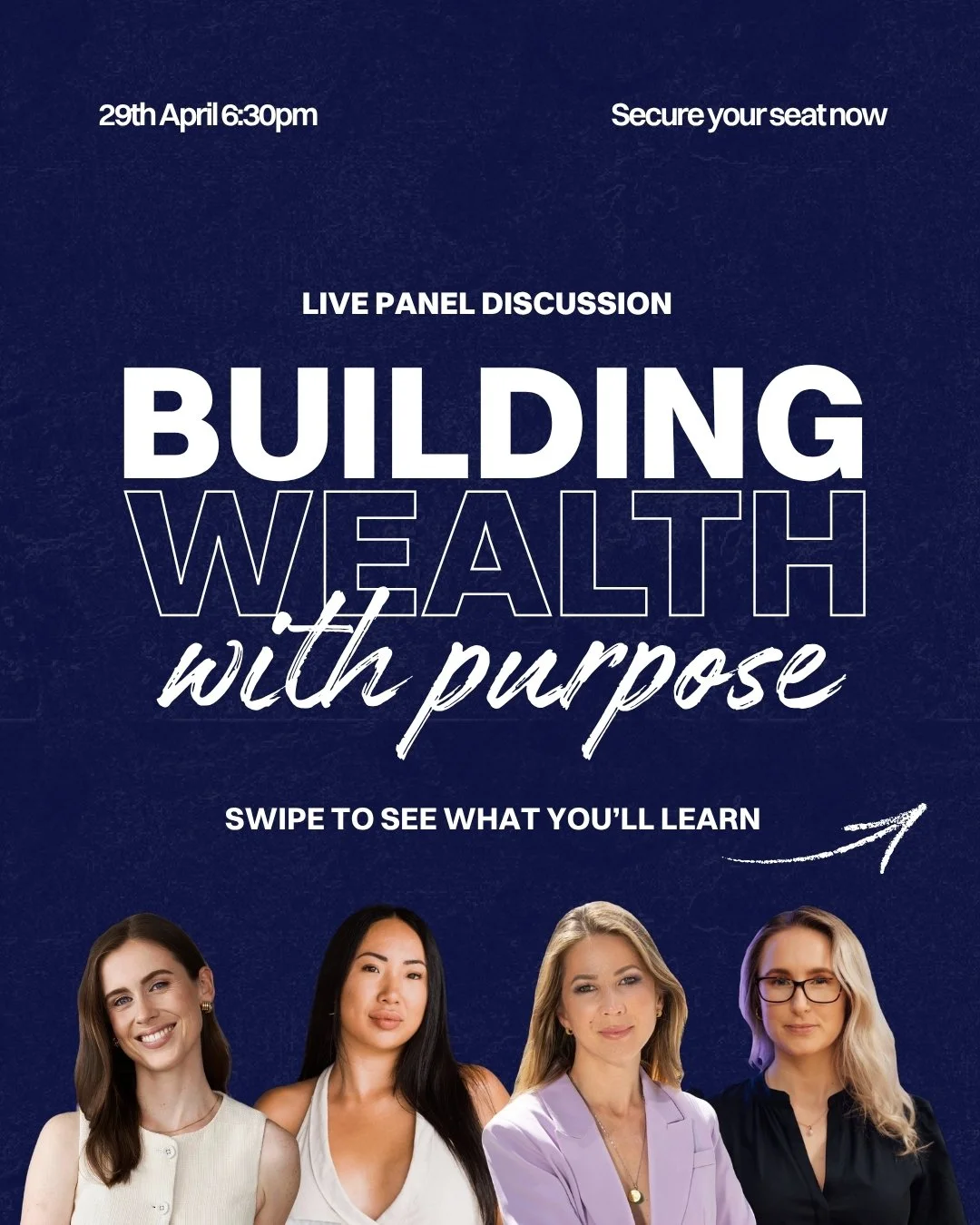 Got your tickets? Swipe to learn What you&rsquo;ll walk away knowing 👉

Join us in person or online for an evening focused on building confidence and clarity around your money - and how to use it to create a life aligned with your purpose.

Hear fro