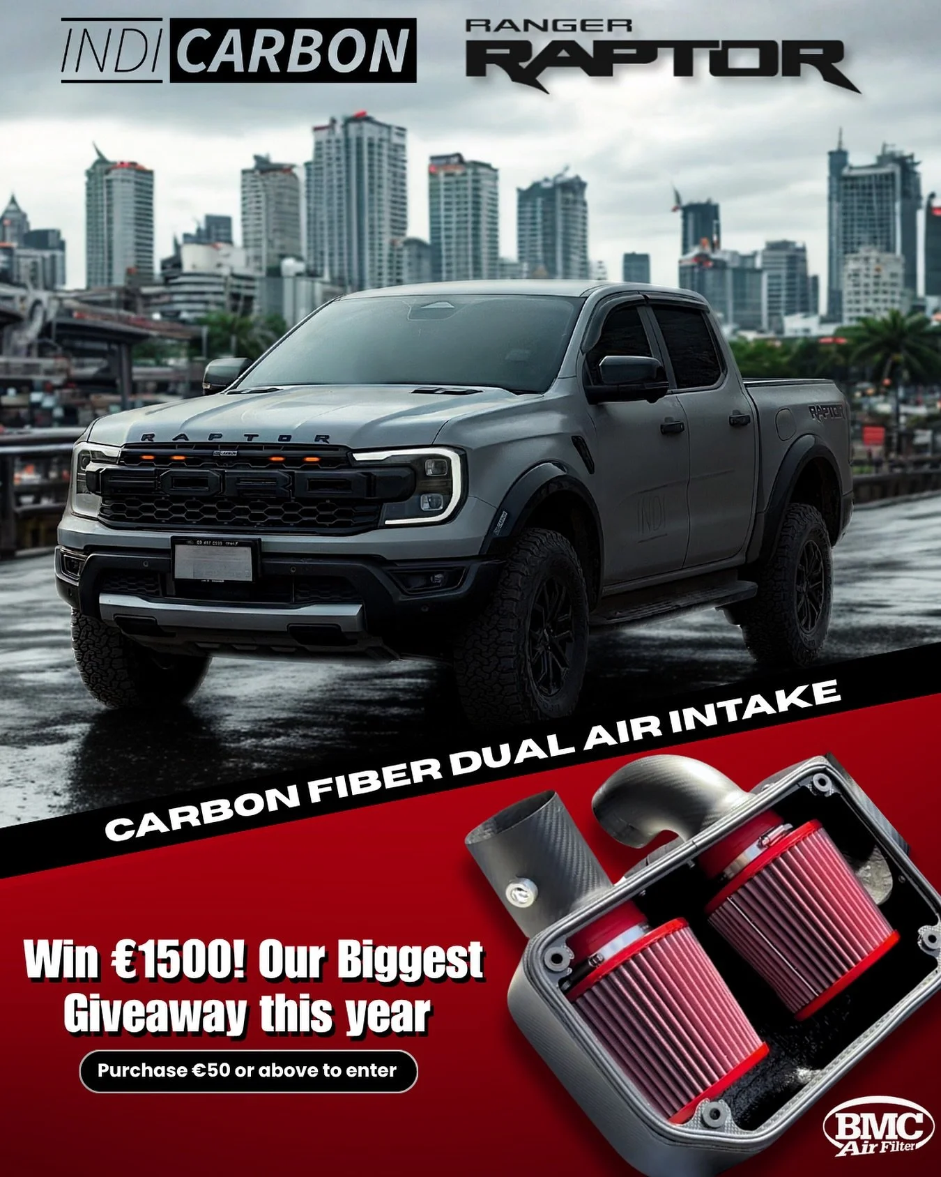 ⏰ TIME IS TICKING! ⏰
Win our &euro;1,500 Carbon Fiber Dual Air Intake made for the Ford Ranger Raptor 🏎️🔥

How to enter:
✅ Join with just 50&euro;
✅ Like &amp; Share this post
✅ Tag 2 friends in the comments

🚨 Don&rsquo;t miss your chance to upgr
