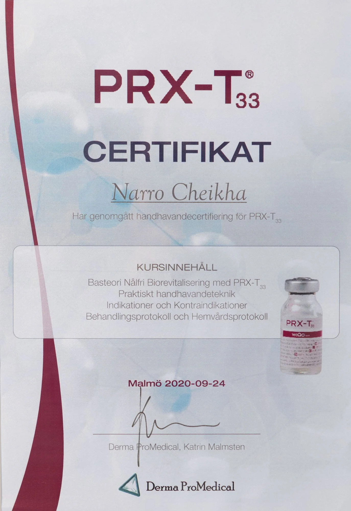 PRX-T33 certifikat.