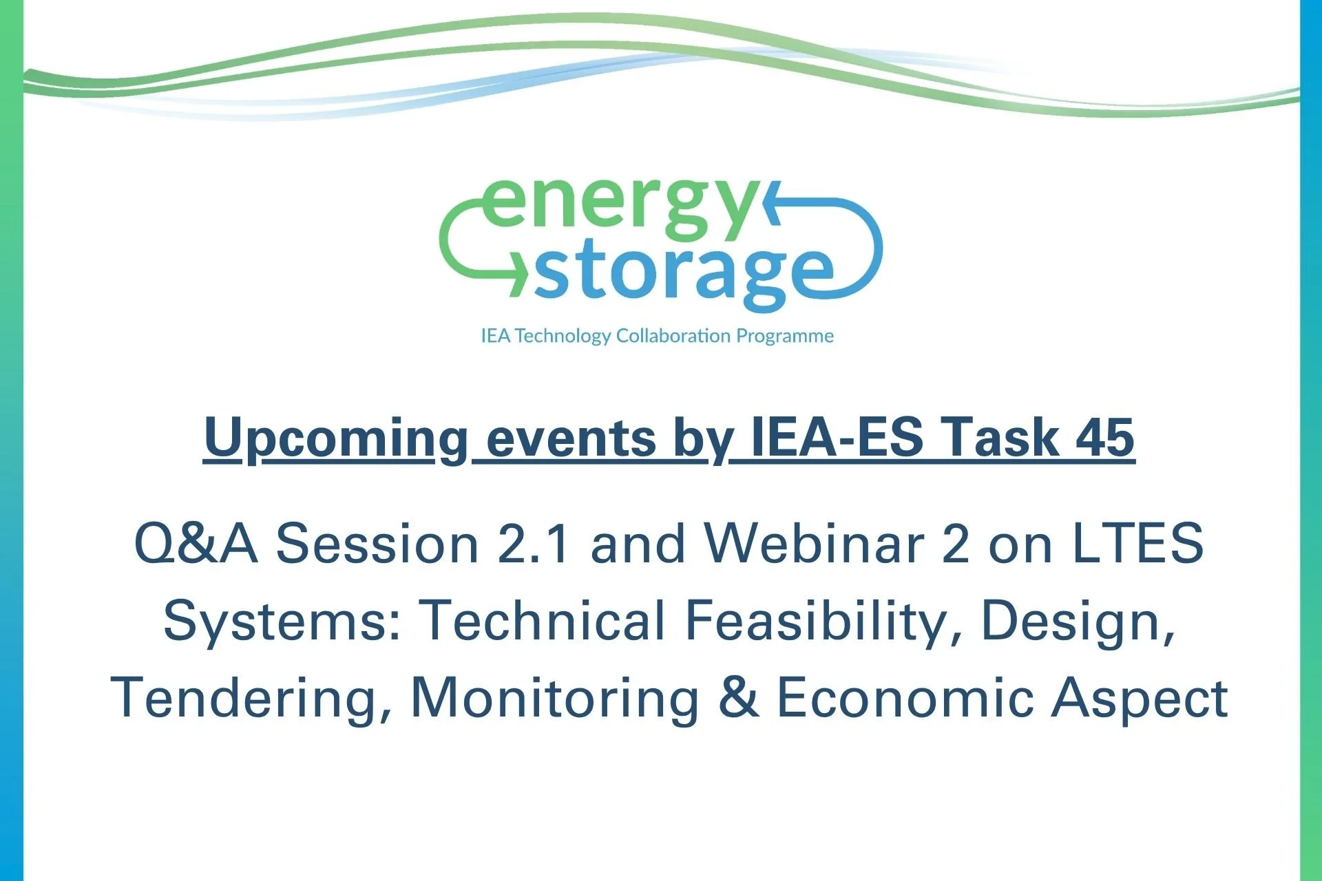 TREASURE invites you to upcoming IEA-ES Task 45 events