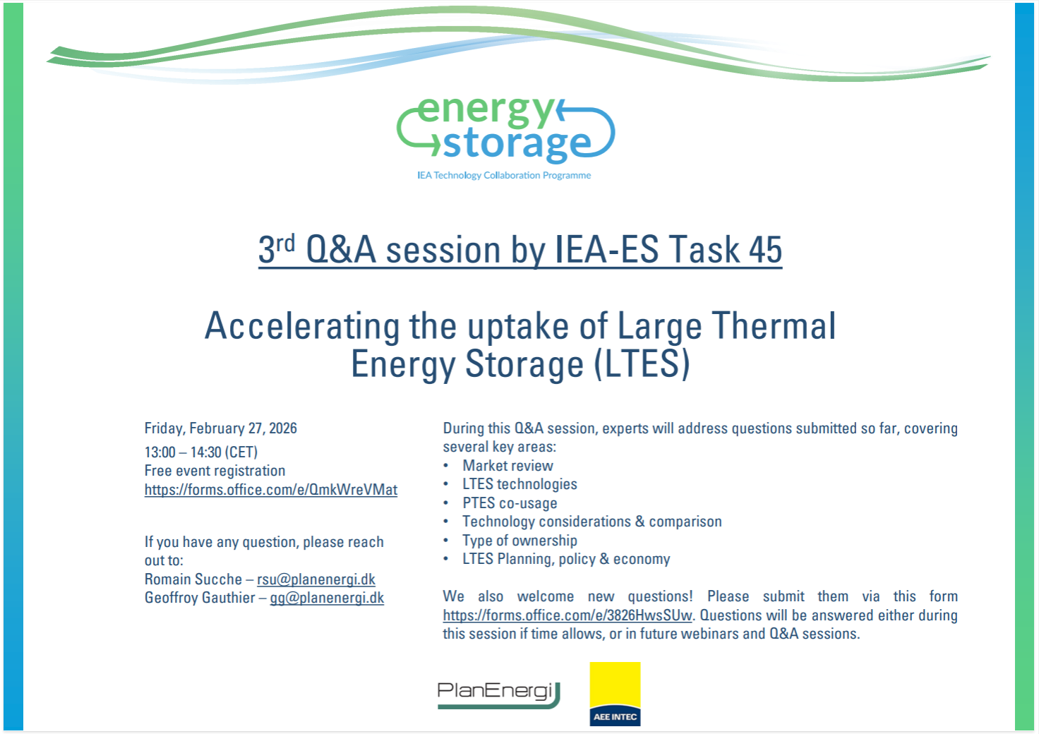IEA-ES Task 45 Q&amp;A Session on Large-Scale Thermal Energy Storage