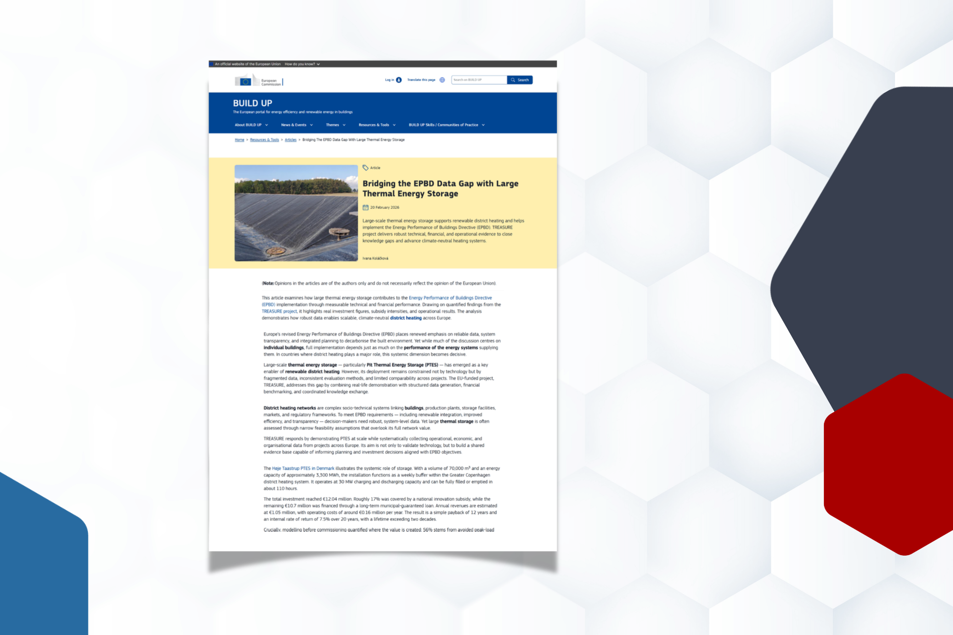 TREASURE Article on BUILD UP Explores the Role of Thermal Energy Storage in EPBD Implementation