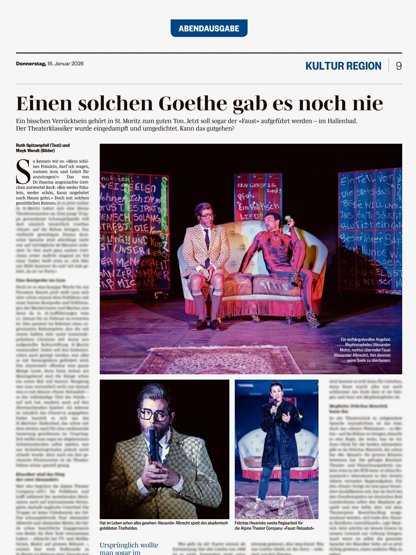 Vielen Dank an @kulturstiftung_st.moritz und alle, die Anfang dieser Woche zu unserer &ouml;ffentlichen Probe von Faust: Reloaded gekommen sind &ndash; es war wirklich fantastisch. Sowohl die @engadinerpost als auch die @suedostschweiz haben gro&szli