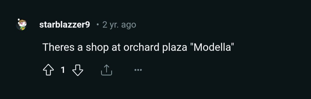 Text caption indicating there is a shop at Orchard Plaza called Modella.
