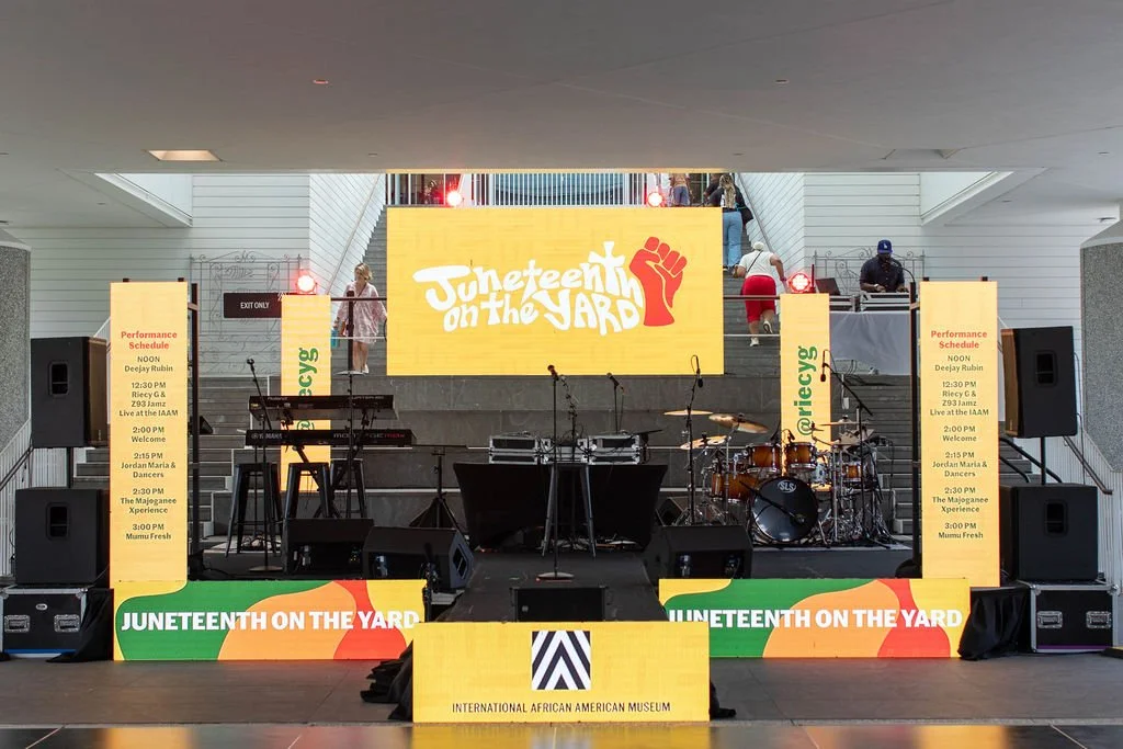 2025 branding for Juneteenth on the Yard (J.O.Y.) Celebration presented by the International African American Museum.