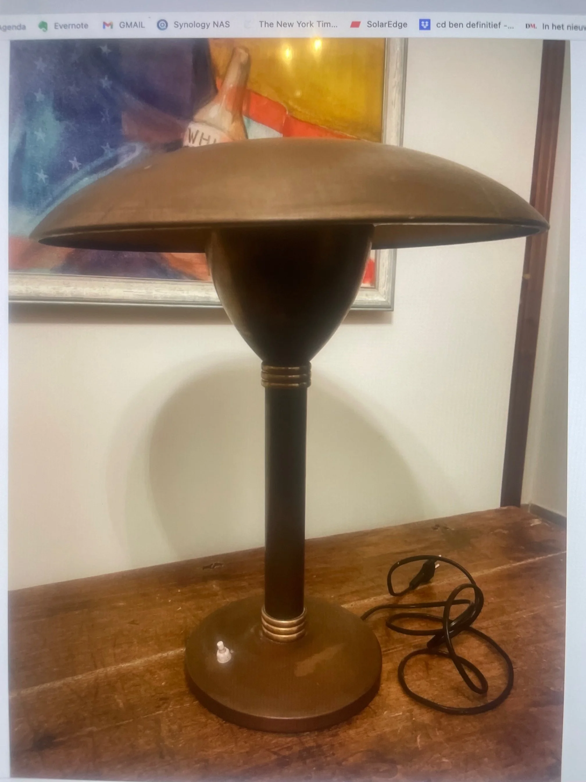 Art Deco Table Lamp in Brass, Europe 1940s