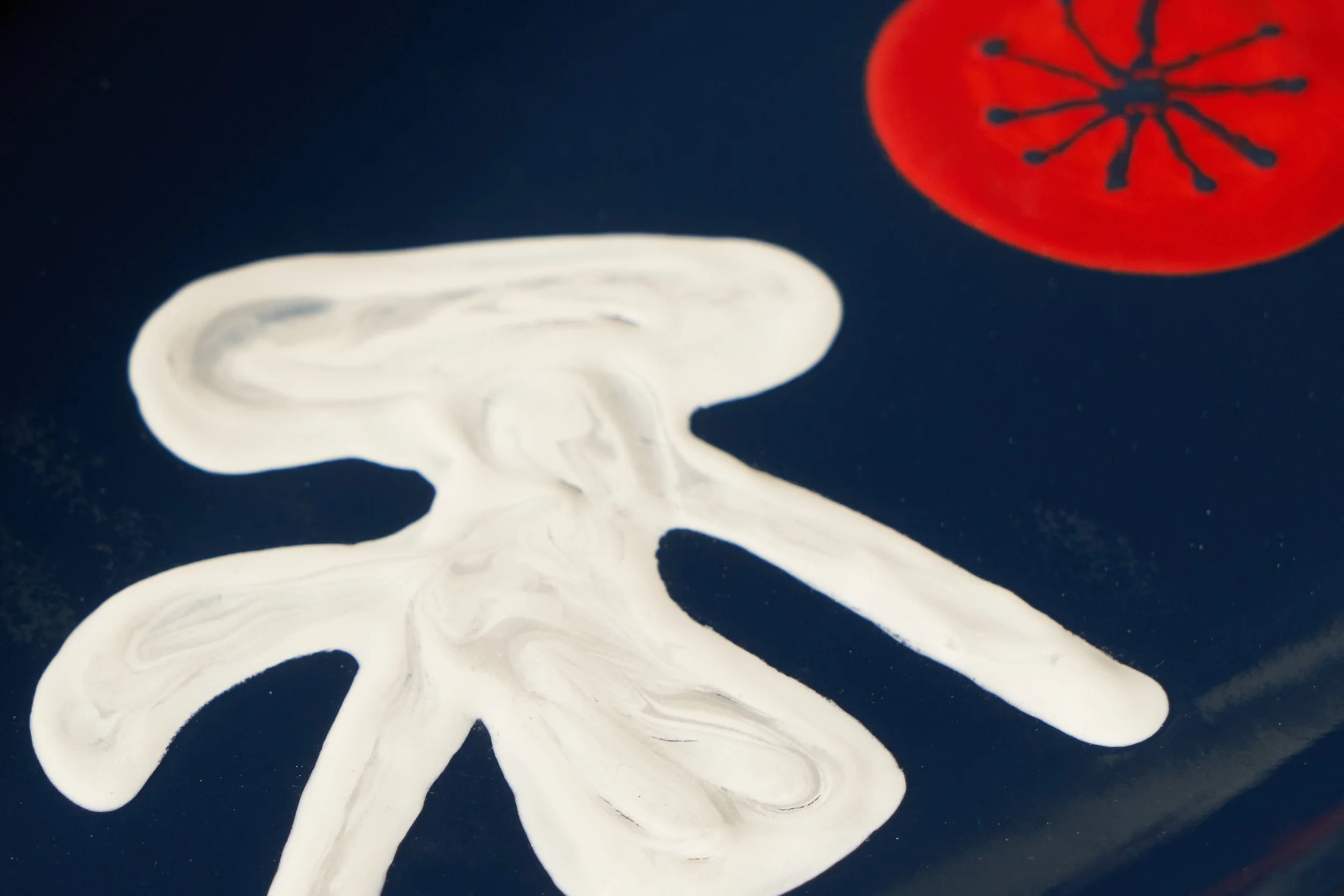 Jan Roëde CoBrA Inspired Centerpiece in Enameled Metal The Netherlands 1950s detail mid close up