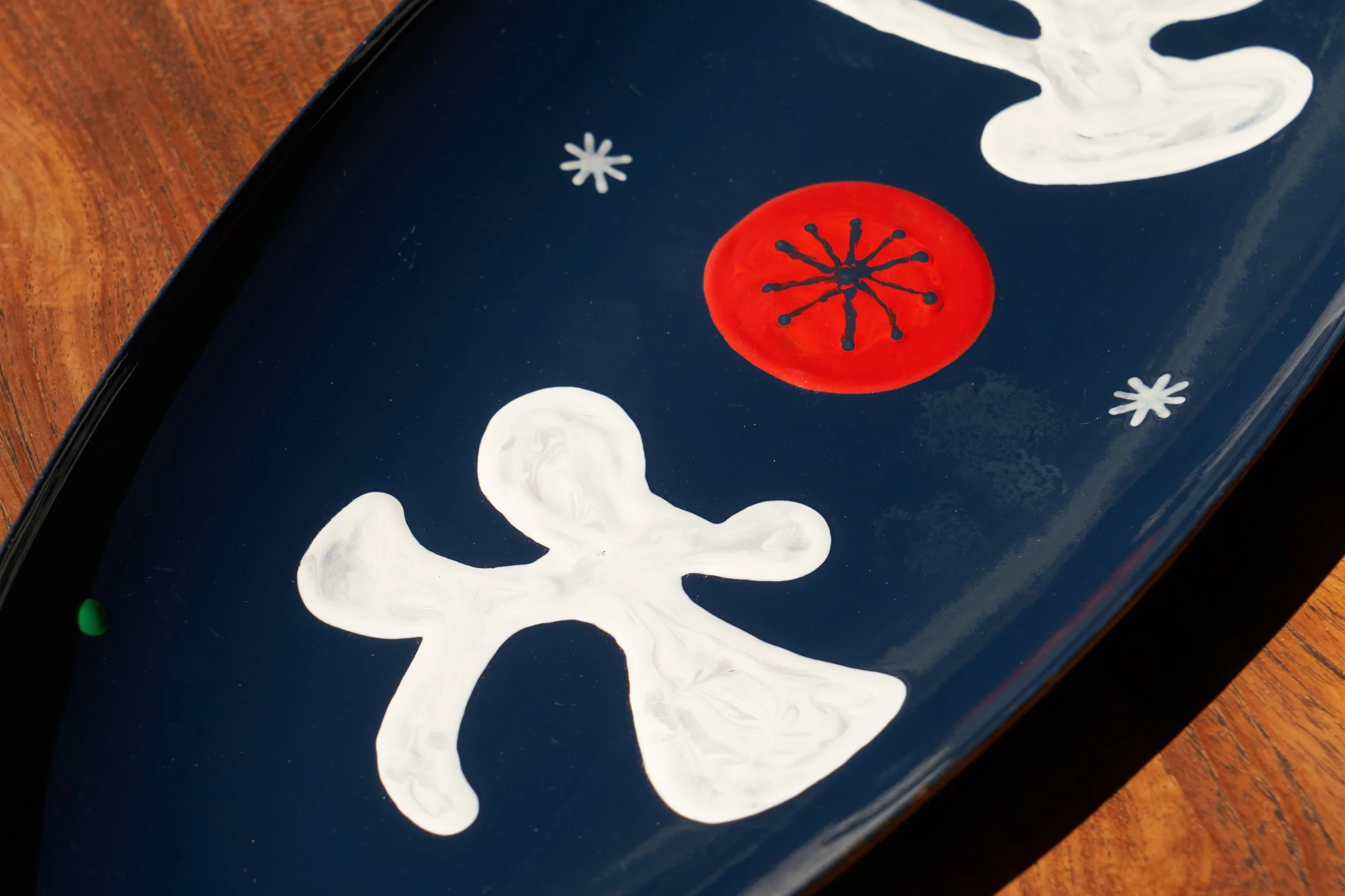 Jan Roëde CoBrA Inspired Centerpiece in Enameled Metal The Netherlands 1950s detail top left close up