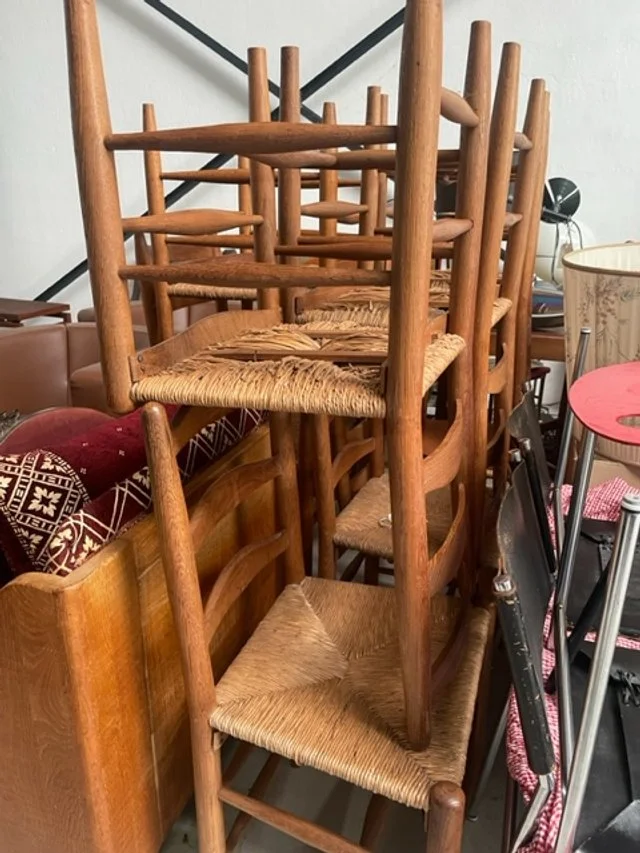 Set 8 Chairs Oak Straw