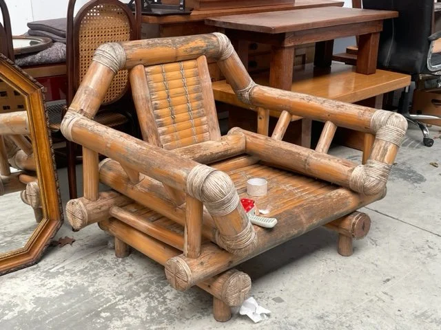 Monumental Bamboo Lounge Chair 1970s