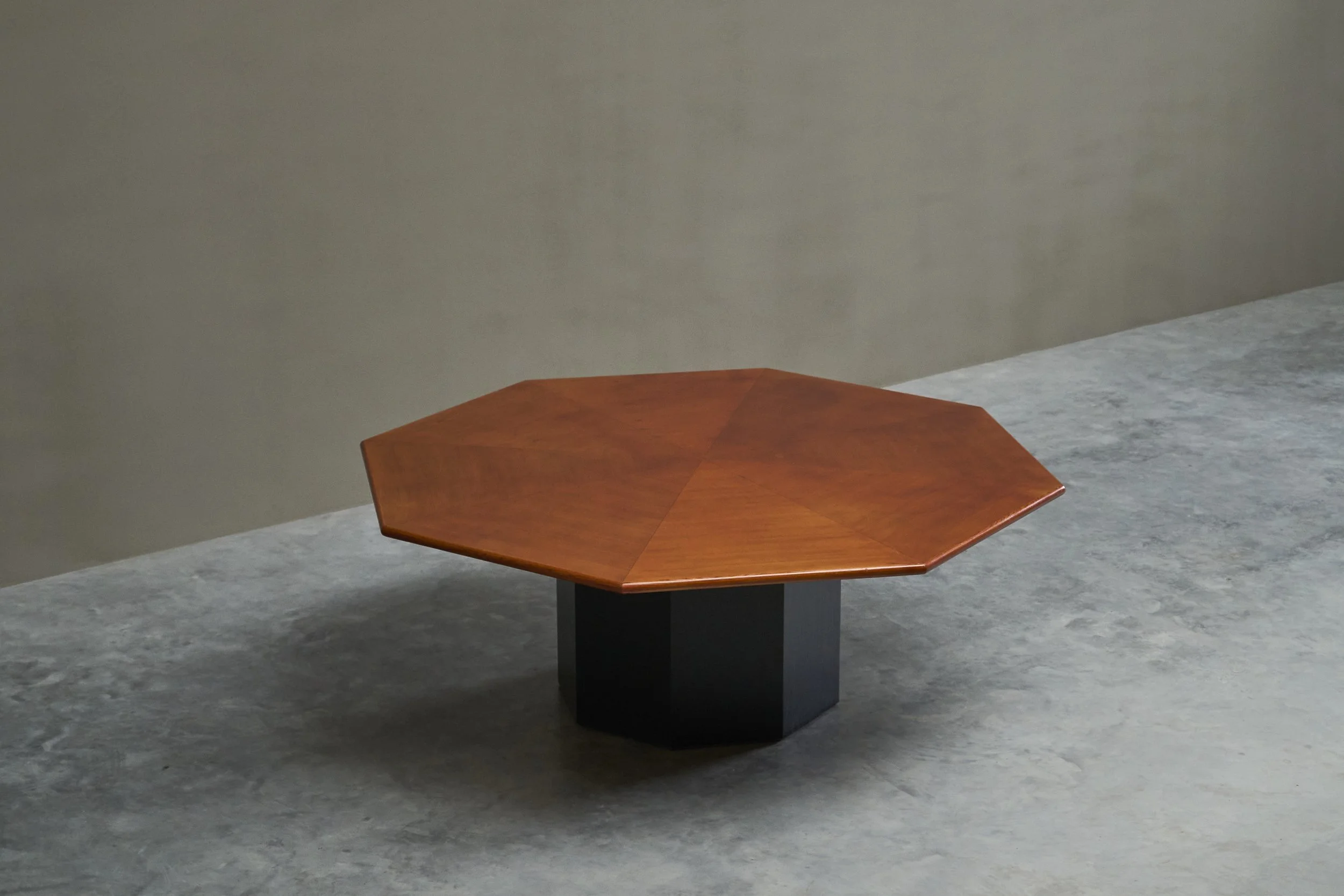 Monumental Octagonal Dining Table in Wood 1970s