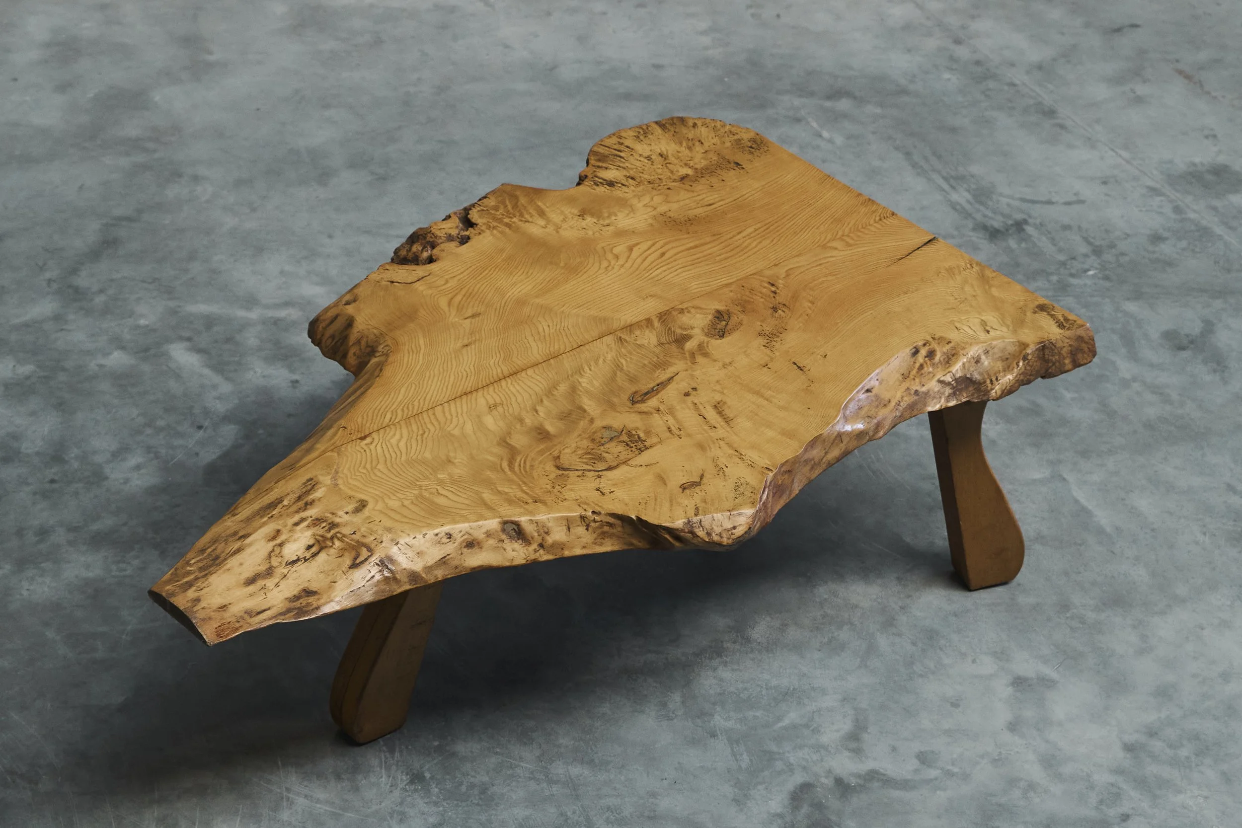 Stunning Live Edge Coffee Table in Solid Baltic Pine Europe 1960s