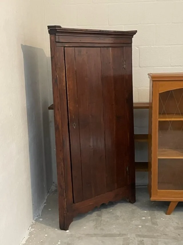 Antique Primitive Corner Cabinet Oak
