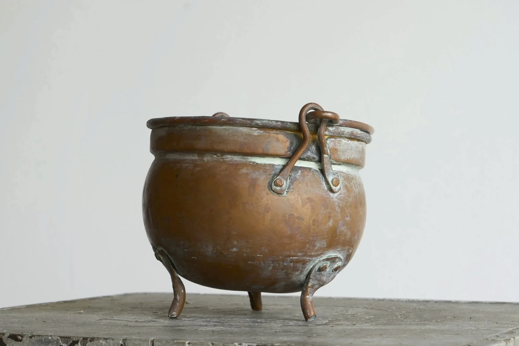 18th Century Eared Pot in Patinated Copper