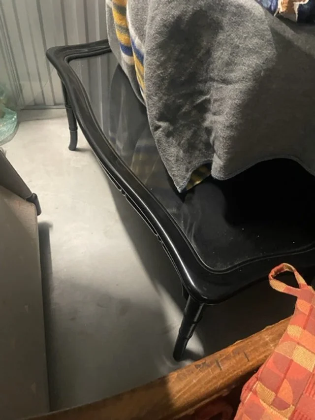 Lacquered Faux Bamboo Coffee Table Glass Top