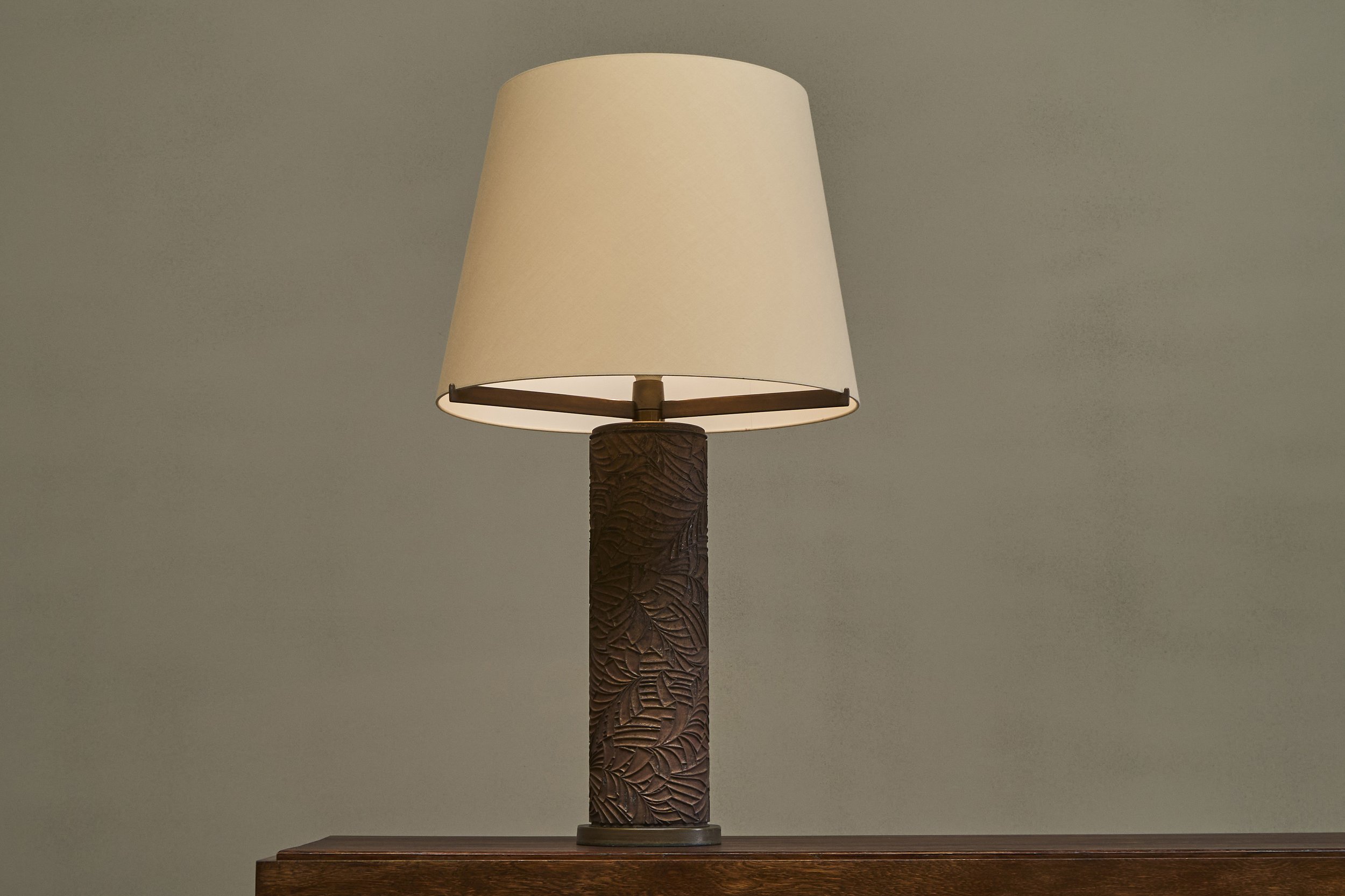 Antoine Callebaut Monumental Table Lamp in Patinated Bronze Belgium 1970s