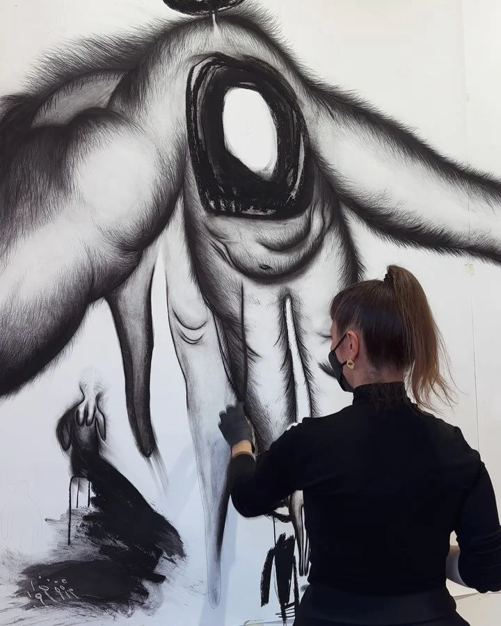 **The Uprising Women: Process of Creation**
This drawing was created through physical movement, serving as a healing process not only for me but also for the women in my family. Here you see 27 souls who have experienced various forms of emotional a