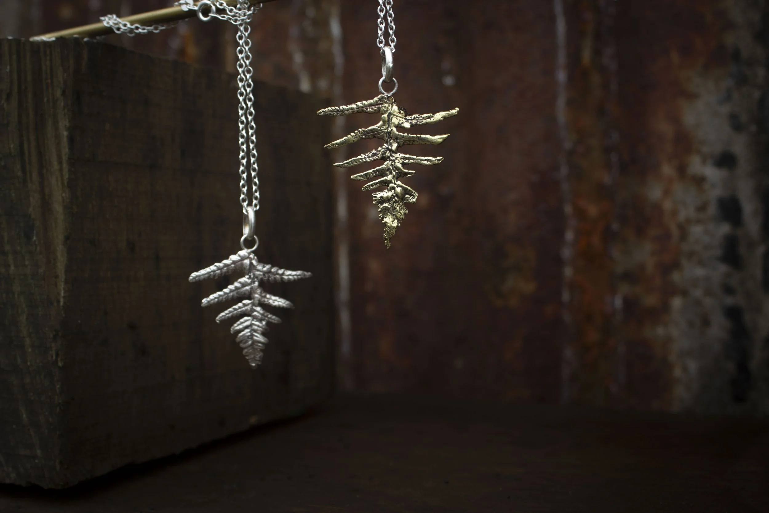 Fern Necklaces in Brass and Silver