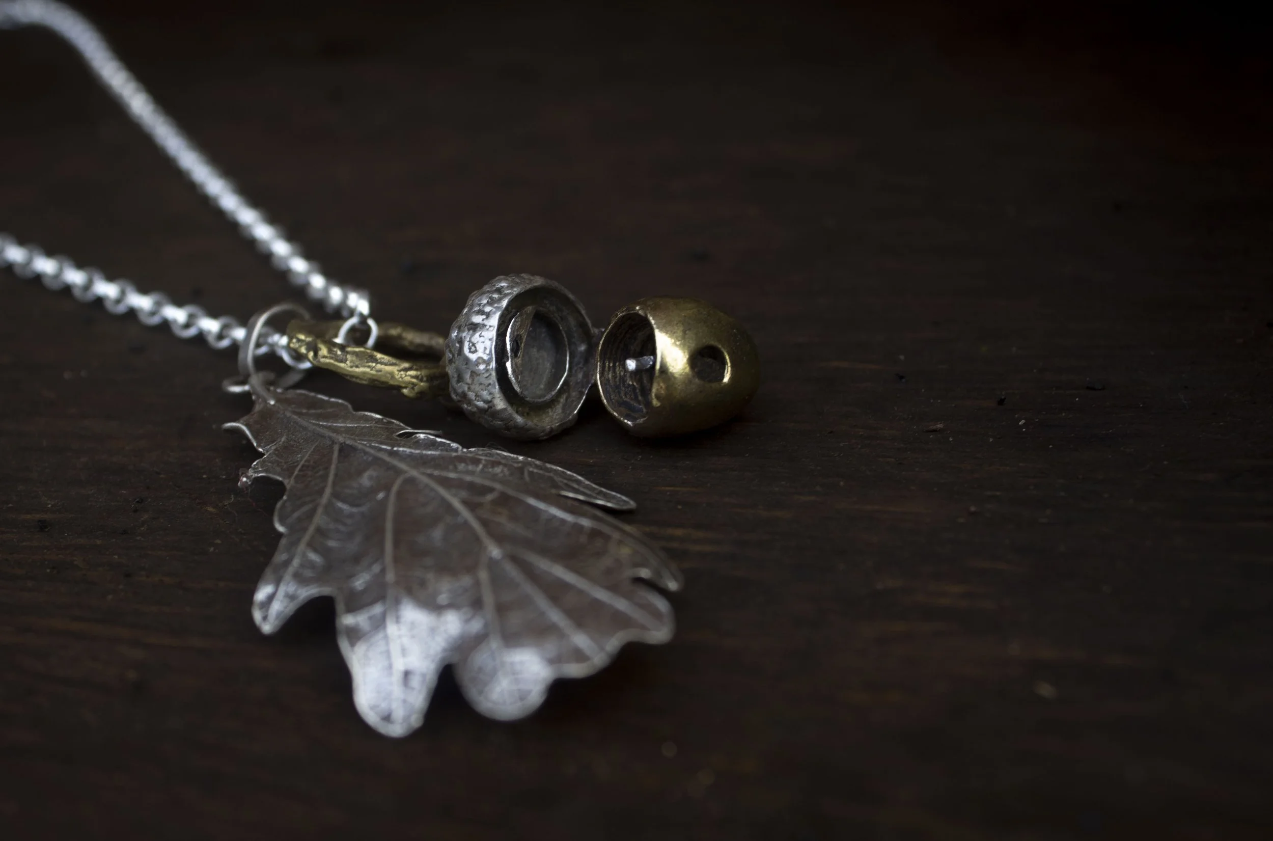 Acorn Locket and Oak Leaf