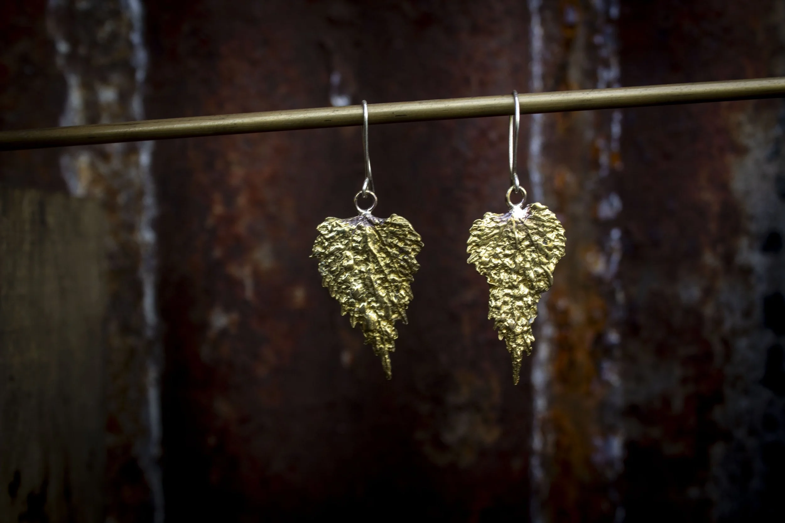 Nettle Earrings in Brass