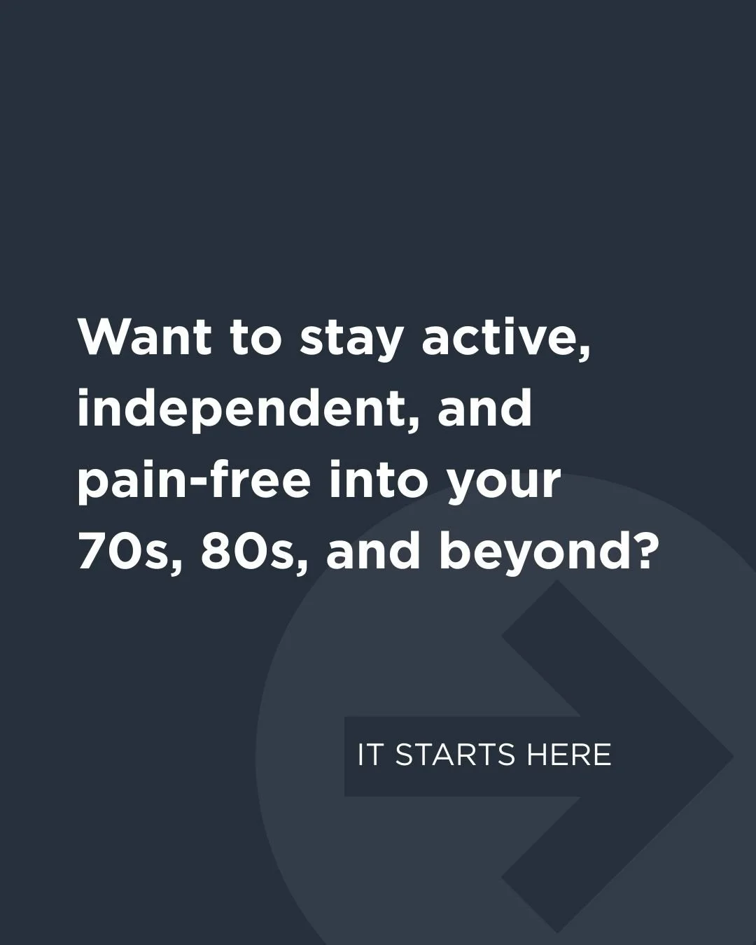 You&rsquo;ve got a lot of active years ahead. 🌟 

Don&rsquo;t wait for pain or stiffness to slow you down and limit the life you love. 💪

Your musculoskeletal health is the foundation of true longevity&mdash;stronger than you think, and worth prote