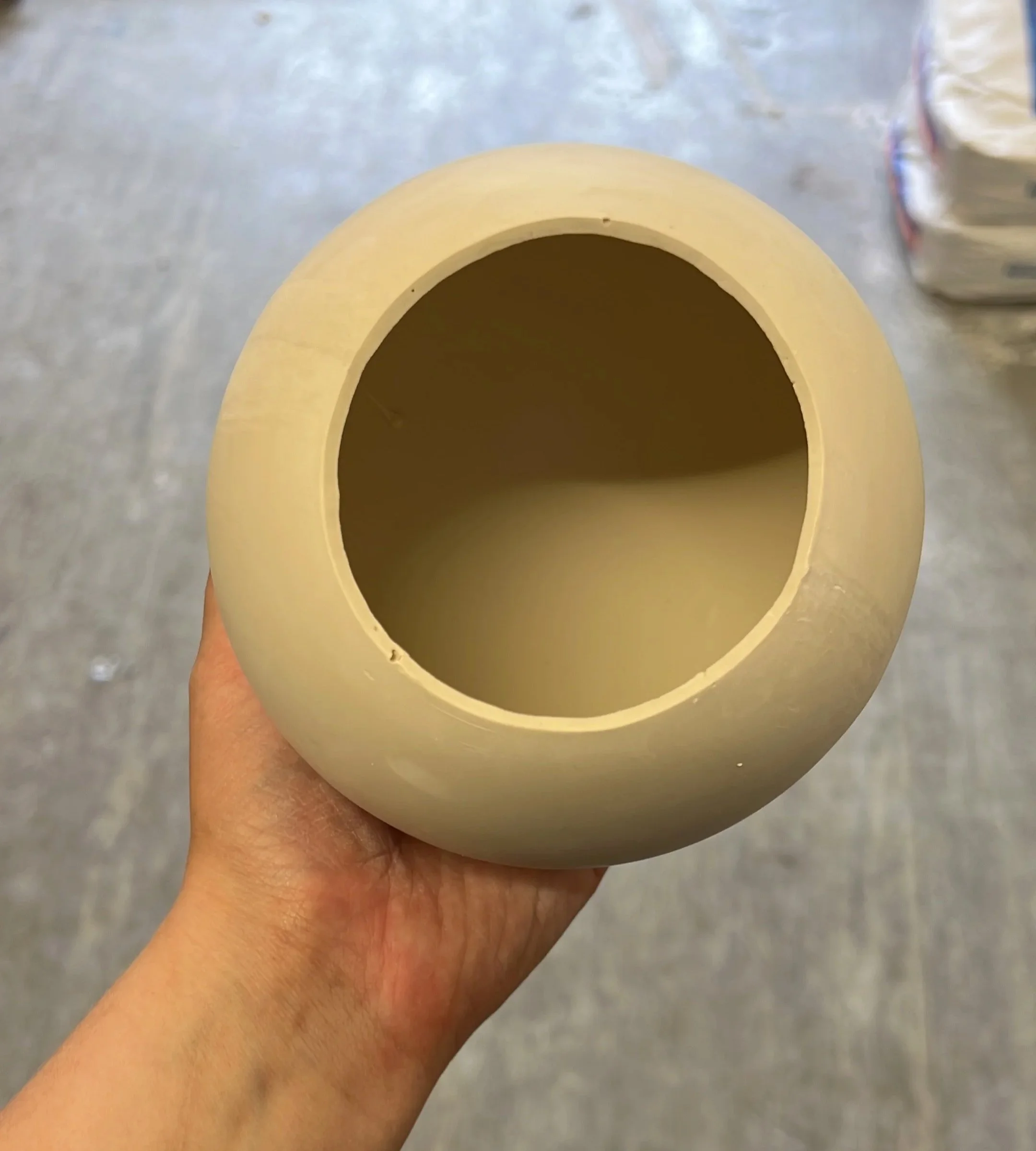 AEP Studios - Porcelain sphere, fresh out of mold, pre-bisque, 2024