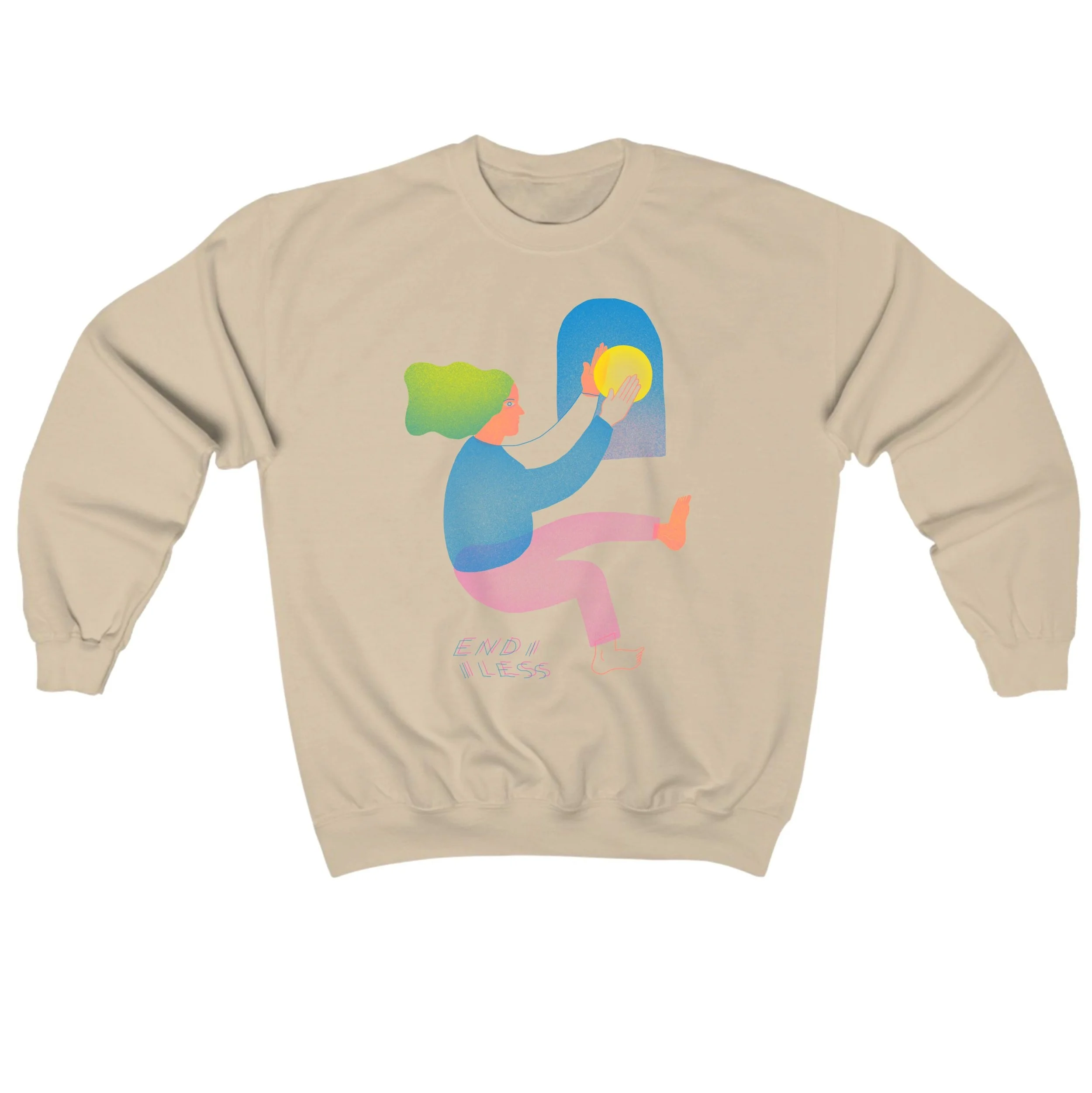 Sweatshirt featuring a risography-inspired drawing