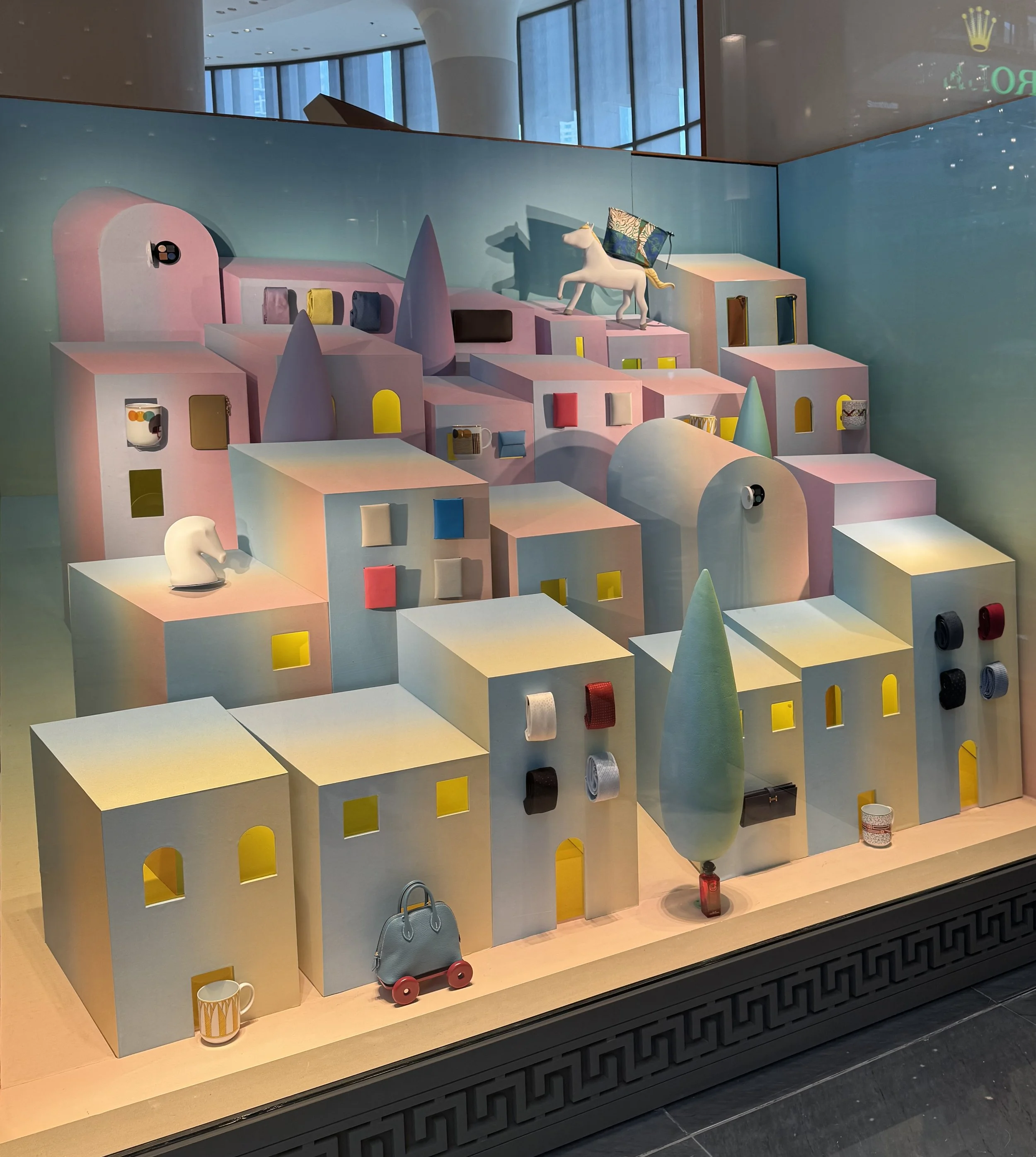 One of seven windows designed for Hermès' Dubai Mall boutique