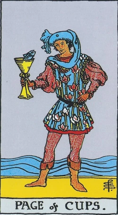 The Page of Cups in the Minor Arcana in the tarot represents enthusiasm, intuition and receptivity