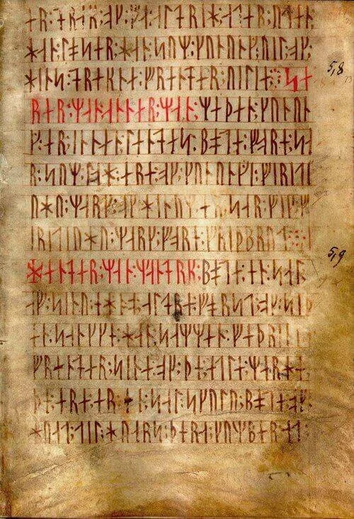 The Codex Runicus circa 1300 on vellum manuscript